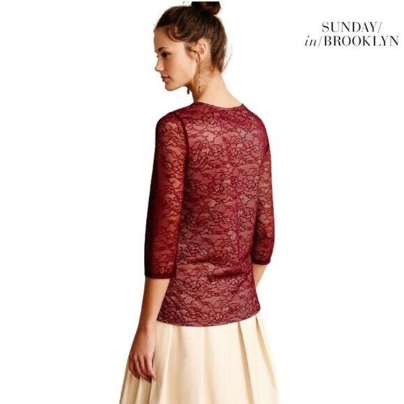 Sunday in‎ Brooklyn Ardith Women’s 3/4 Sleeve Tops Lace Casual Blouses T … - Picture 3 of 6
